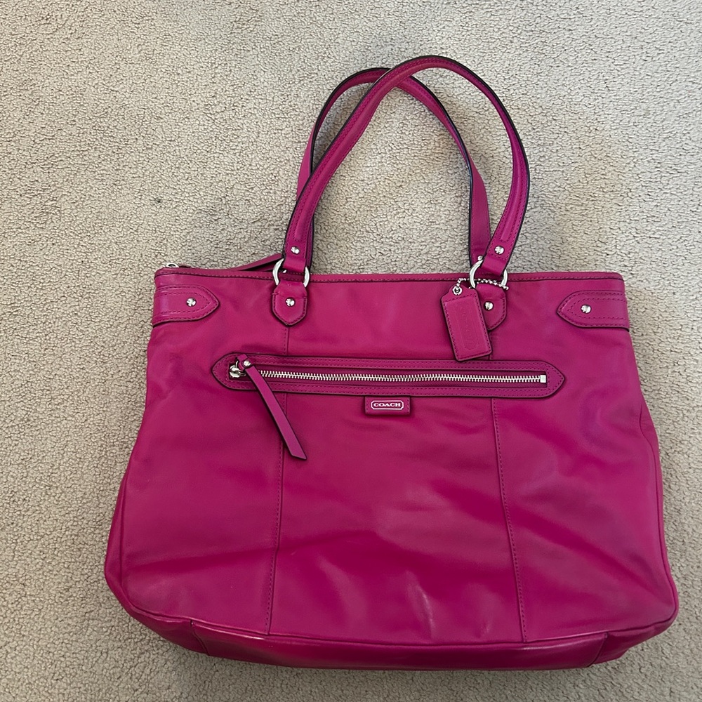 Coach Daisy Magenta Leather Emma Tote/Shoulder Bag (Style #F23973)